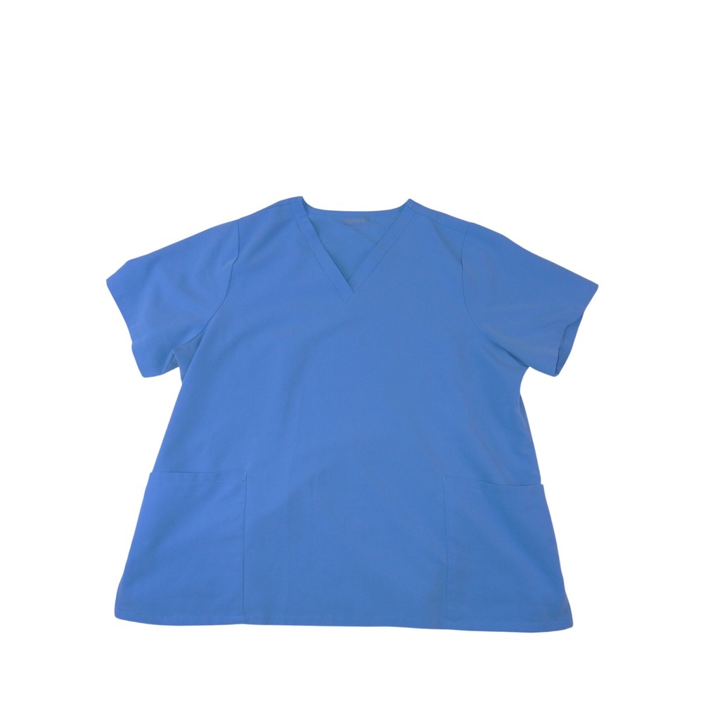 Mandala Blue V-Neck Scrub Top Equa-Tek Technology Short Sleeve Plus Size 2XL